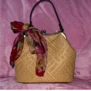 Patricia Nash Laureana woven kisslock satchel with scarf